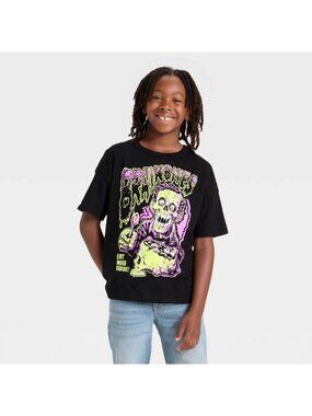 NWT Boys' XS Short Sleeve Glow in the Dark Zombie Relaxed Oversized Fit T-Shirt